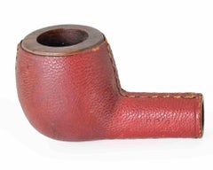Leather-Covered Briar Pipe, Mid-20th Century