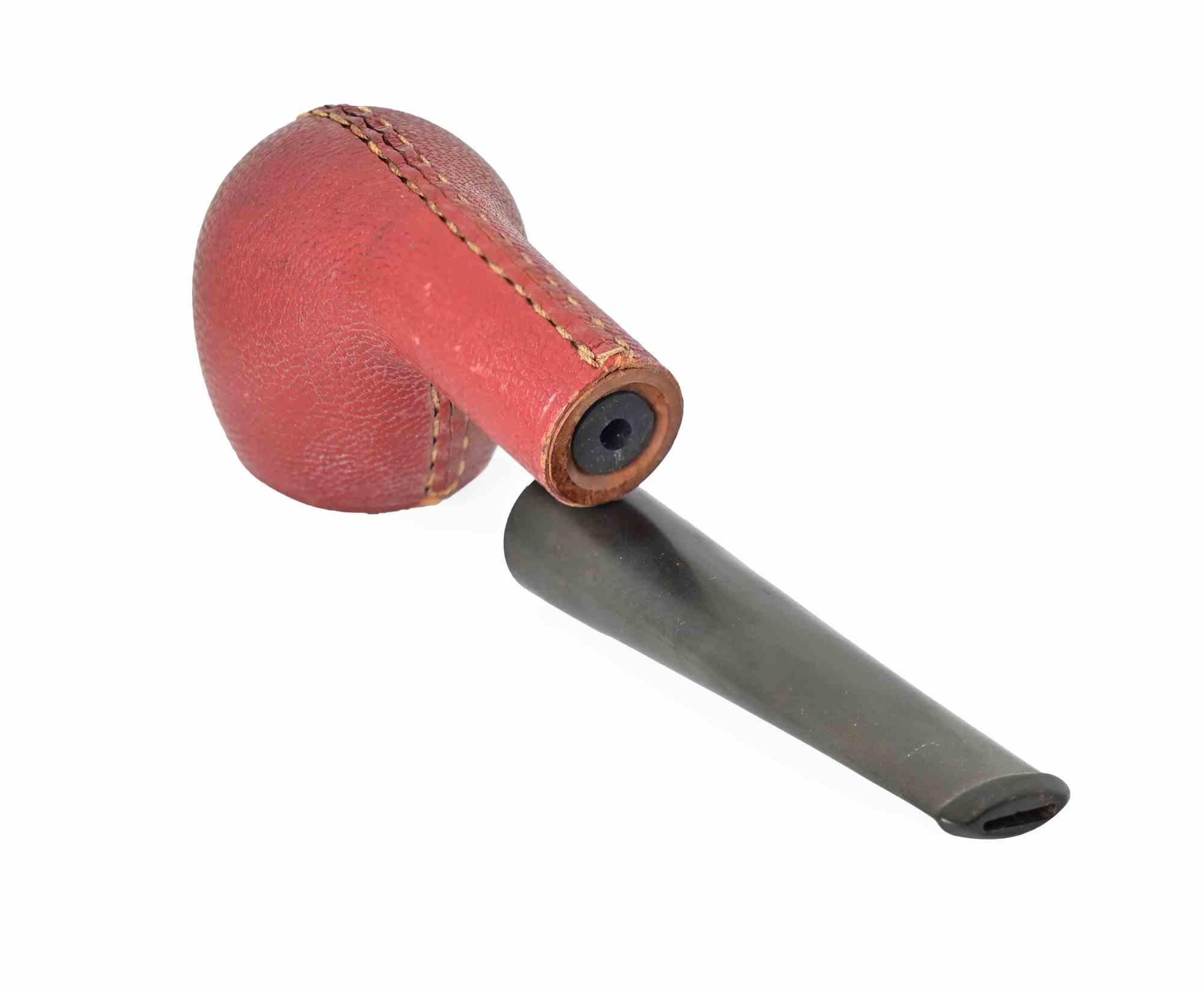 Pipe à briar recouverte de cuir, milieu du 20e siècle Bon état - En vente à Roma, IT