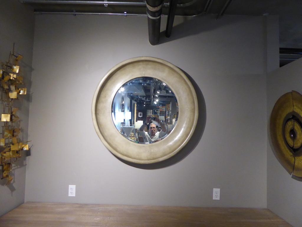 Leather-Covered Circular Mirror Attributed to Maitland Smith 1