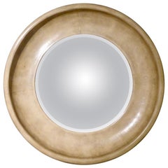 Leather-Covered Circular Mirror Attributed to Maitland Smith