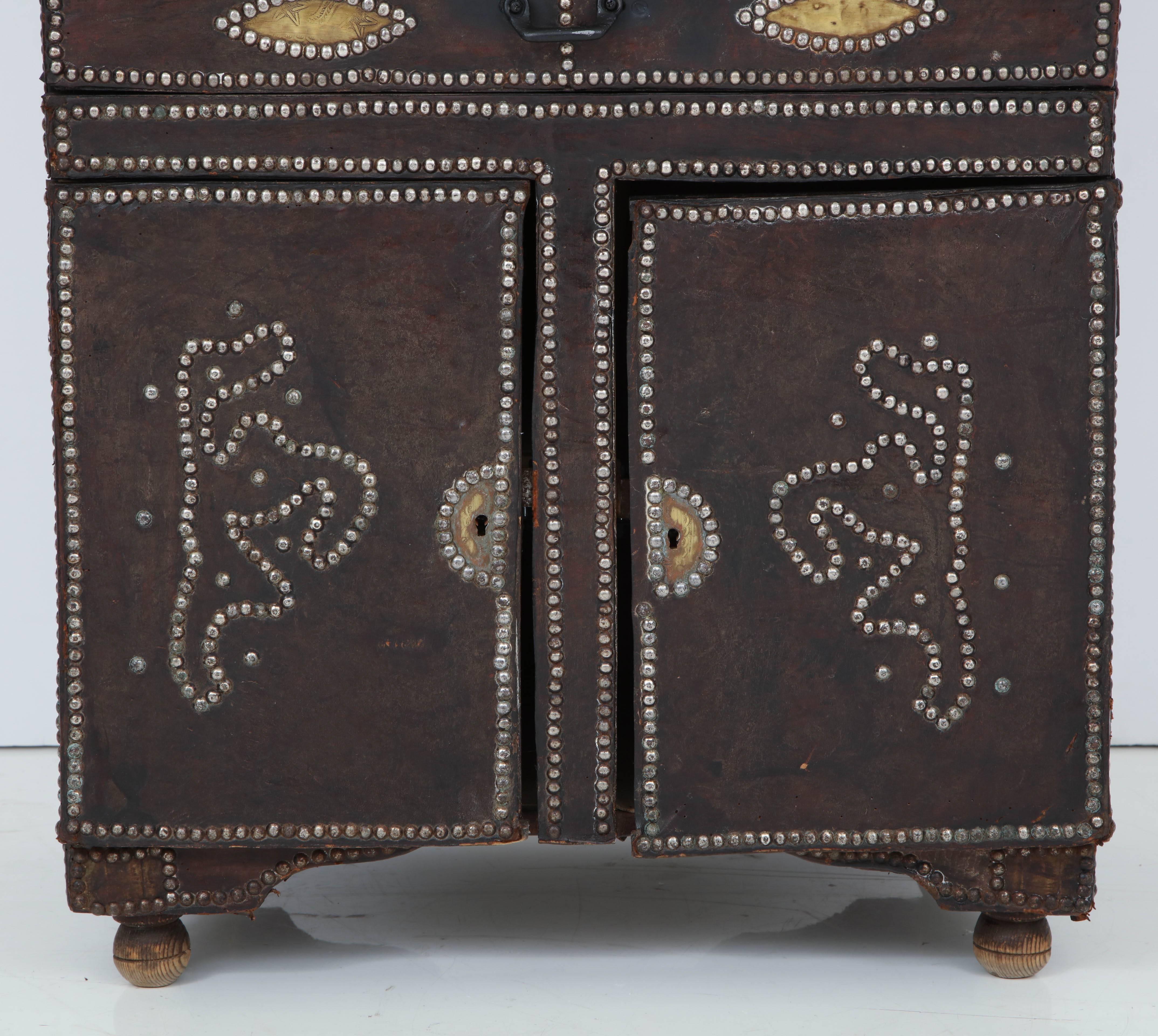 Spanish Colonial Leather Covered Desk For Sale