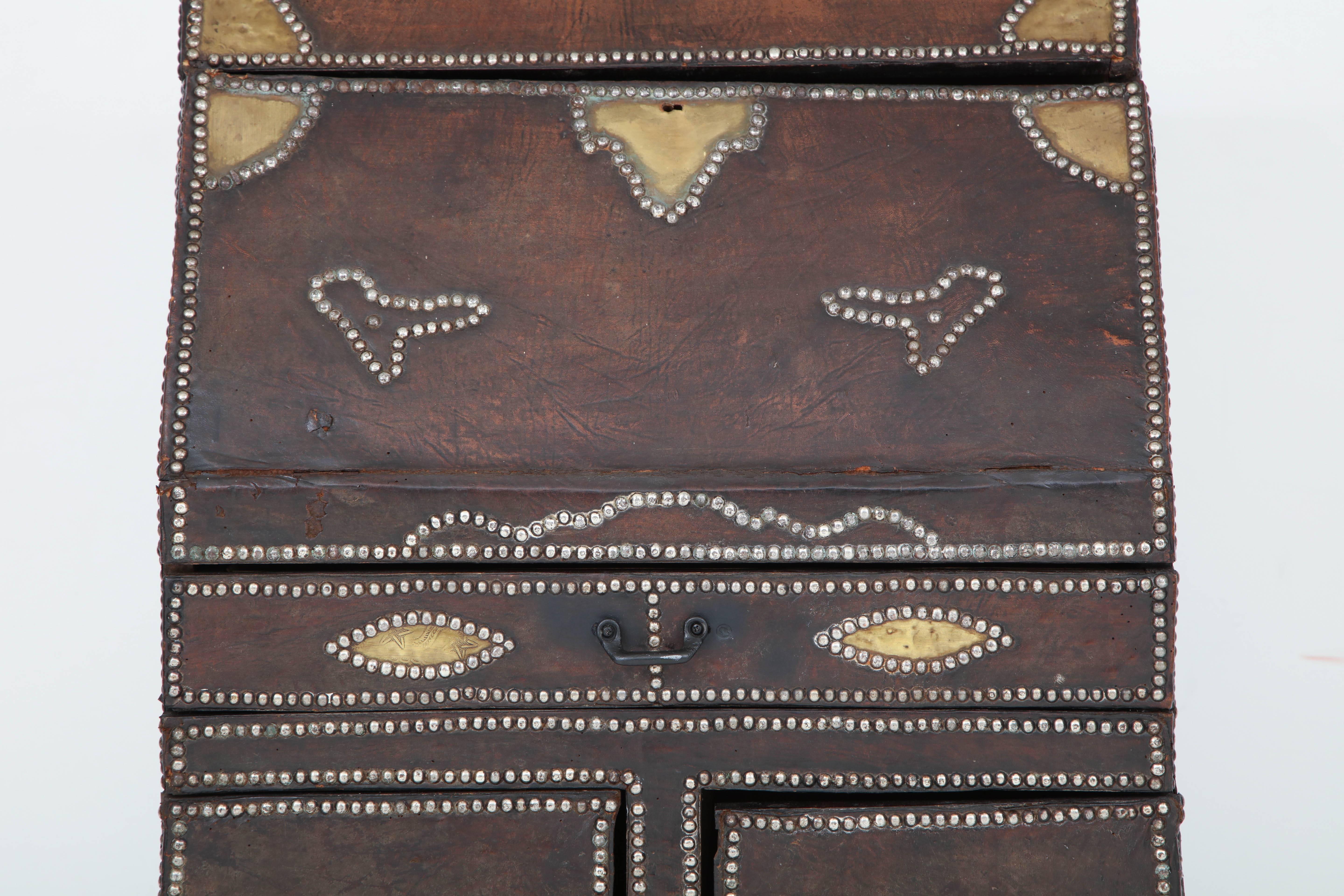 Spanish Leather Covered Desk For Sale