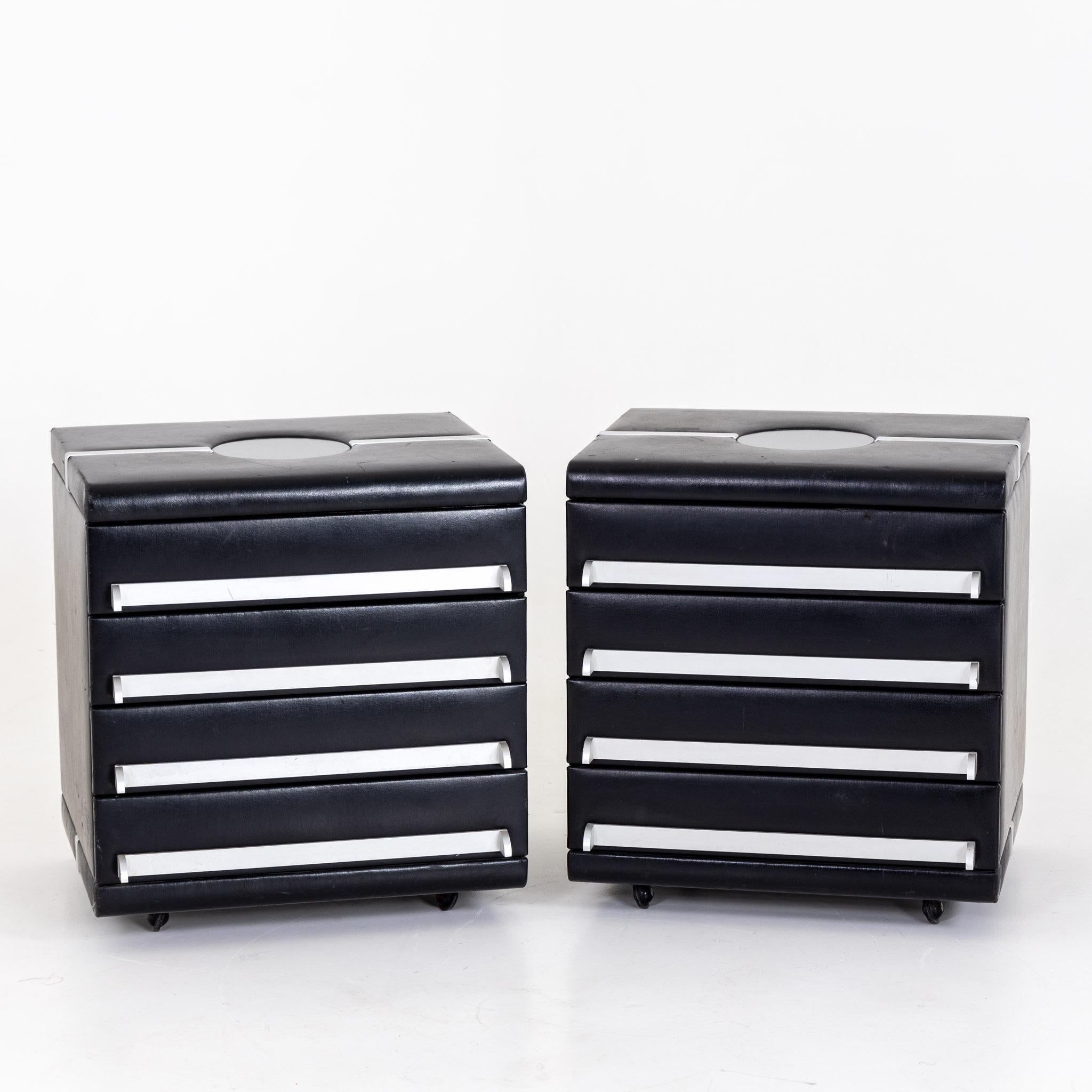 Modern Leather-Covered Filing Cabinets, Late 20th Century For Sale