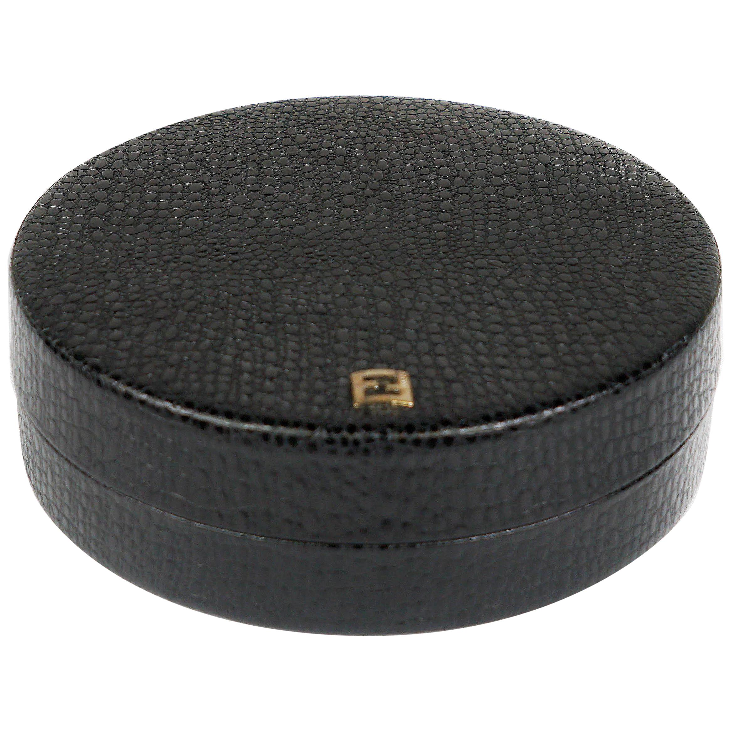 Leather Covered Round Box For Sale