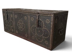 Leather-Covered Studded Chest.  Dutch or Flemish, late 17th/early 18th. Century