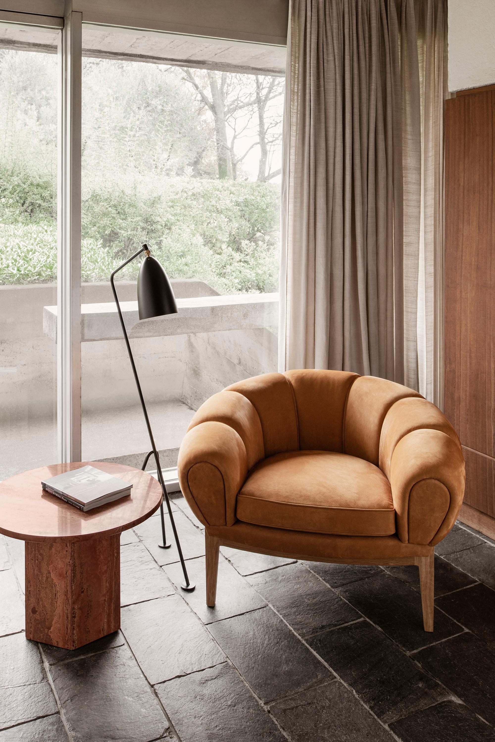 Danish Leather 'Croissant' Lounge Chair by Illum Wikkelsø for Gubi For Sale