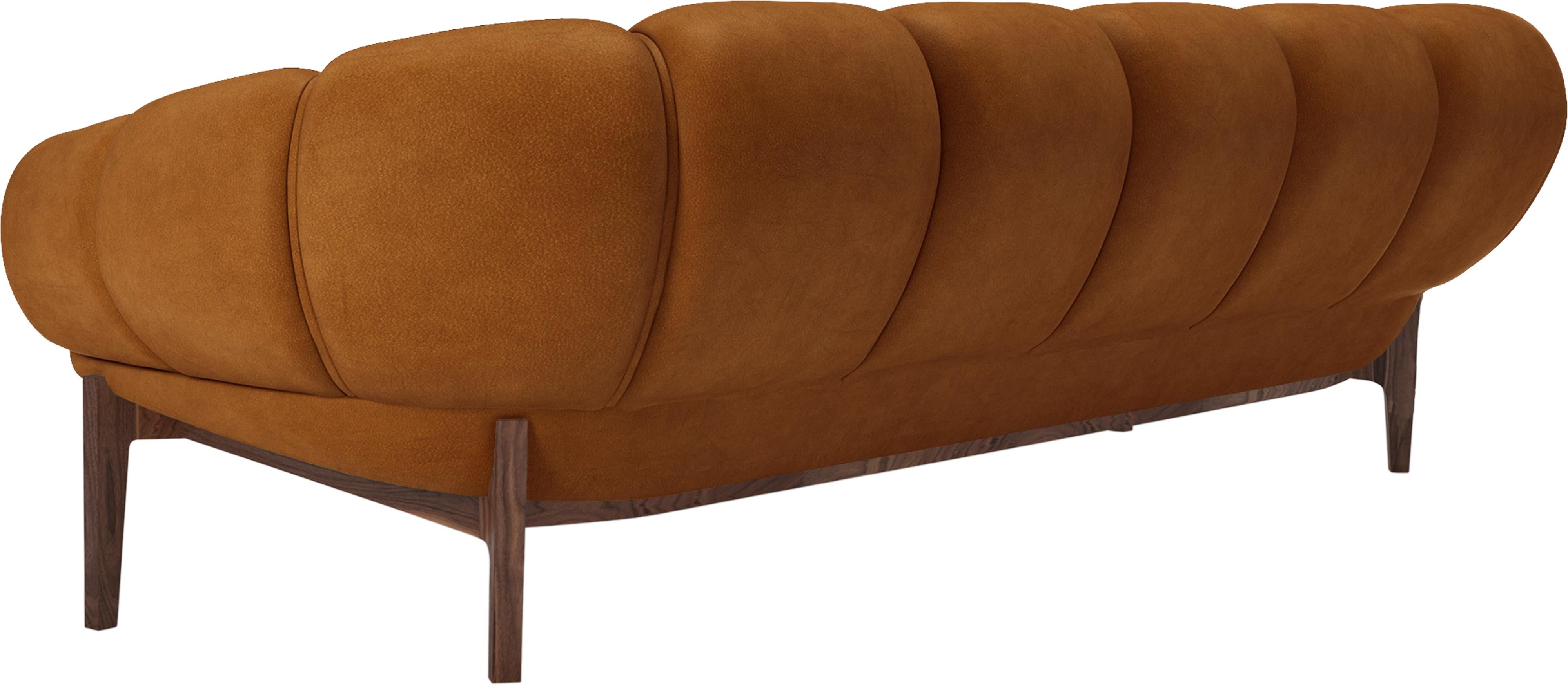Leather 'Croissant' Sofa by Illum Wikkelsø for Gubi with Oak Legs For Sale 5