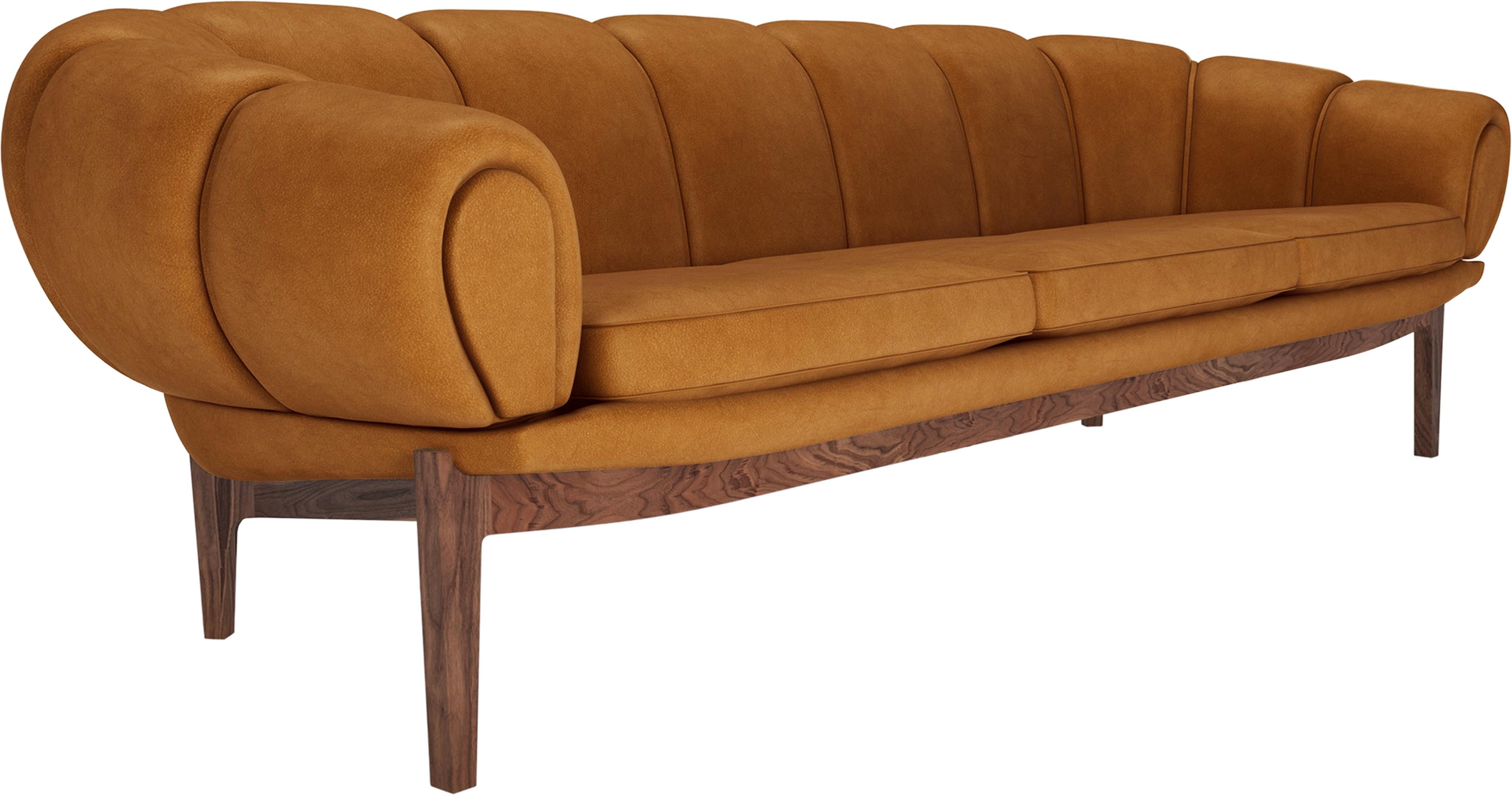 Leather 'Croissant' Sofa by Illum Wikkelsø for Gubi with Oak Legs For Sale 7
