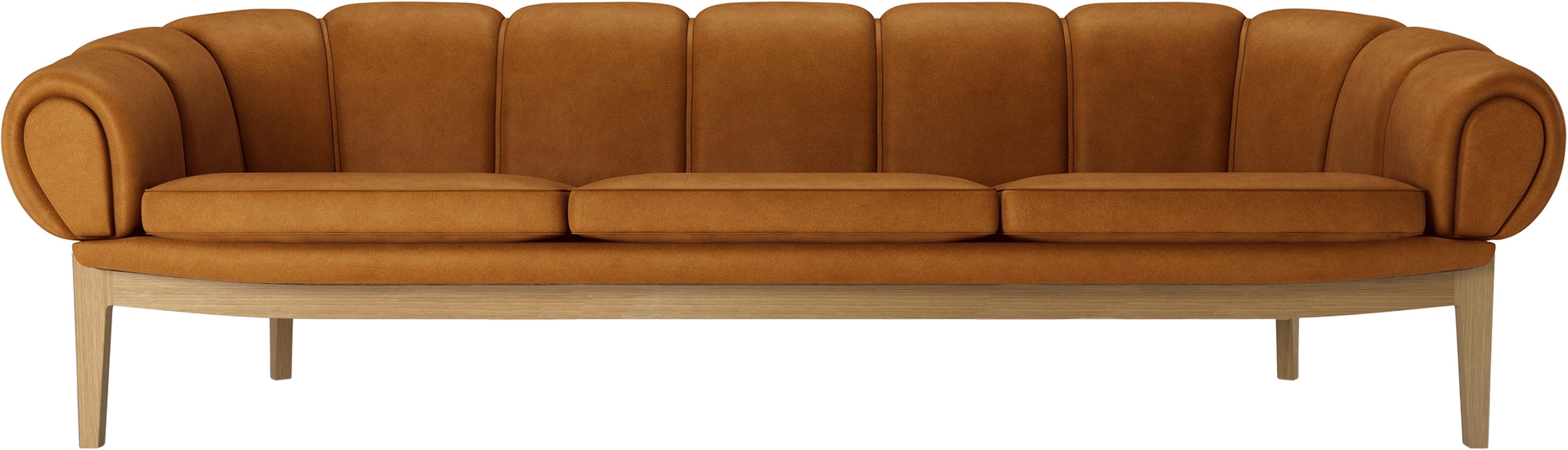 Danish Leather 'Croissant' Sofa by Illum Wikkelsø for Gubi with Oak Legs For Sale