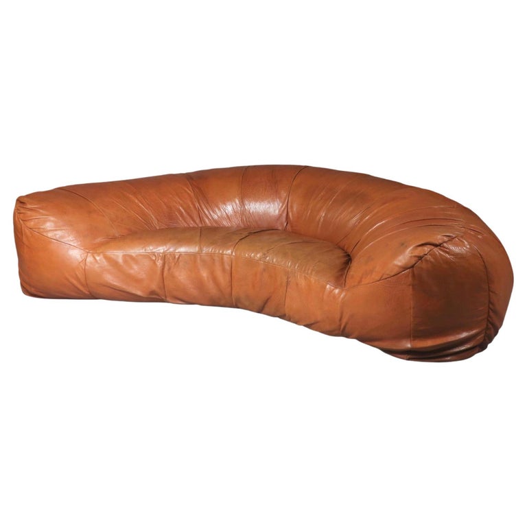 Raphael Raffel for Honore Paris Leather Croissant Sofa, 1970s, offered by Merit
