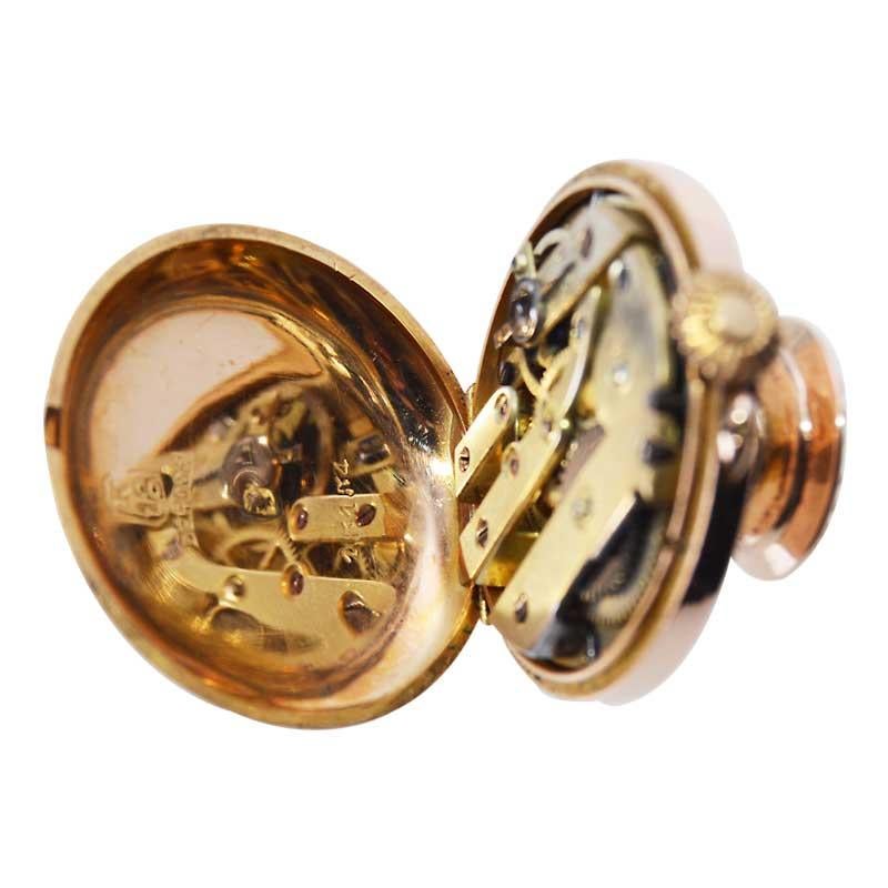 Leder-Manschettenuhr aus 18kt. Gold mit Diamant-Lünette im Rosenschliff im Angebot 5