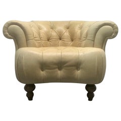 Leather Curved Chesterfield Style Lounge Chair