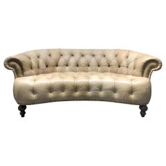 Vintage Leather Curved Chesterfield Style Sofa