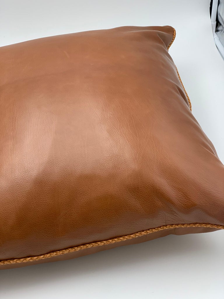 Leather Cushion, Brown Vegetable Tanned Small Size For Sale at 1stdibs