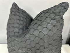 Leather Cushion, Made with Exclusive Pirarucu Fish Leather Black Large Size