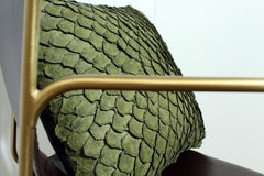 Leather Cushion, Made with Exclusive Pirarucu Fish Leather Green Small Size