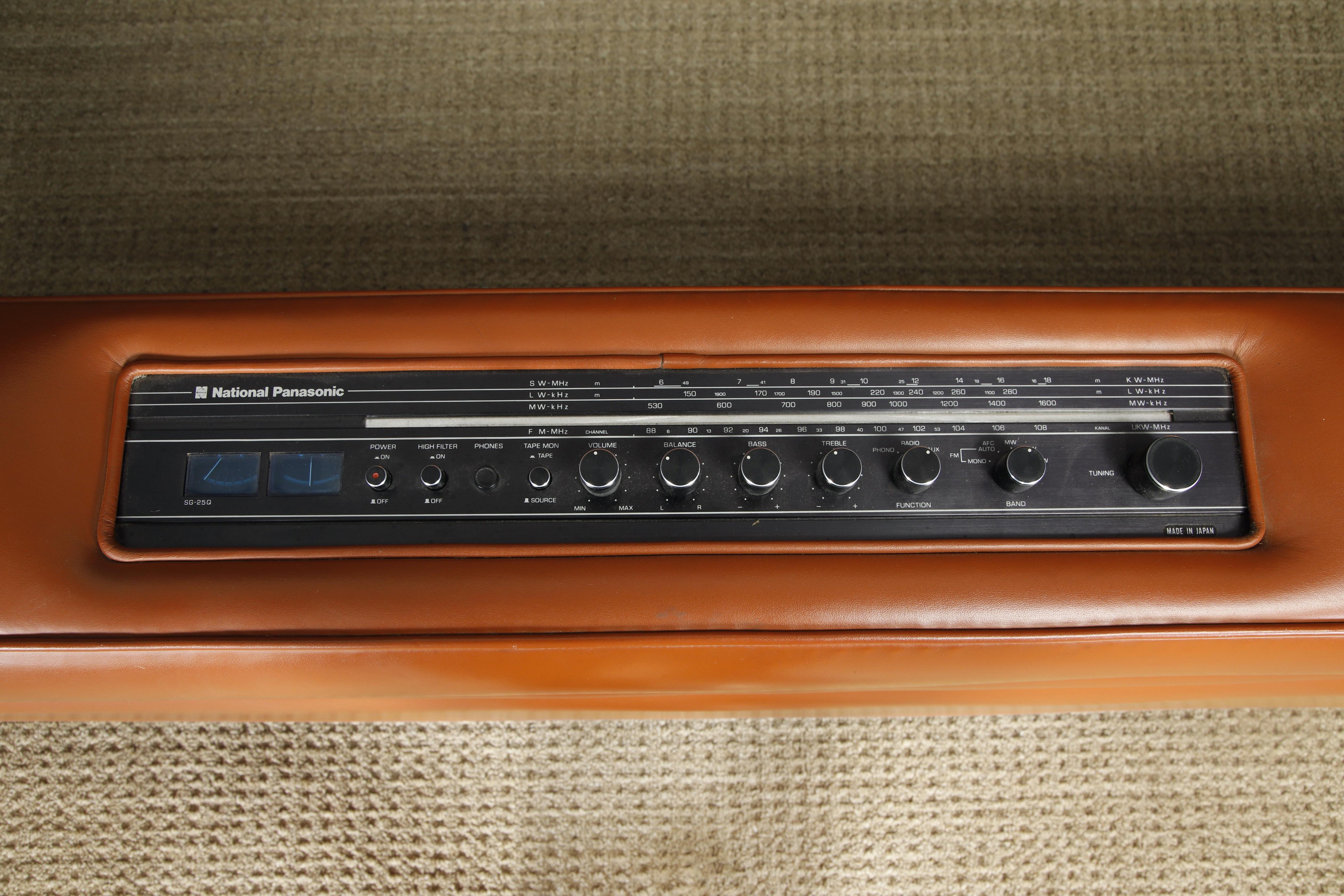 Leather Custom Integrated King Bed with Nightstands & Stereo w Speakers, 1970s 9