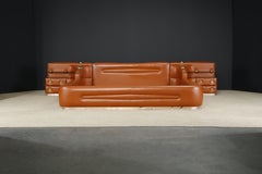 Leather Custom Integrated King Bed with Nightstands & Stereo w Speakers, 1970s
