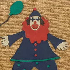 Leather Cutout Clown Collage on Hessian, British, c1960s