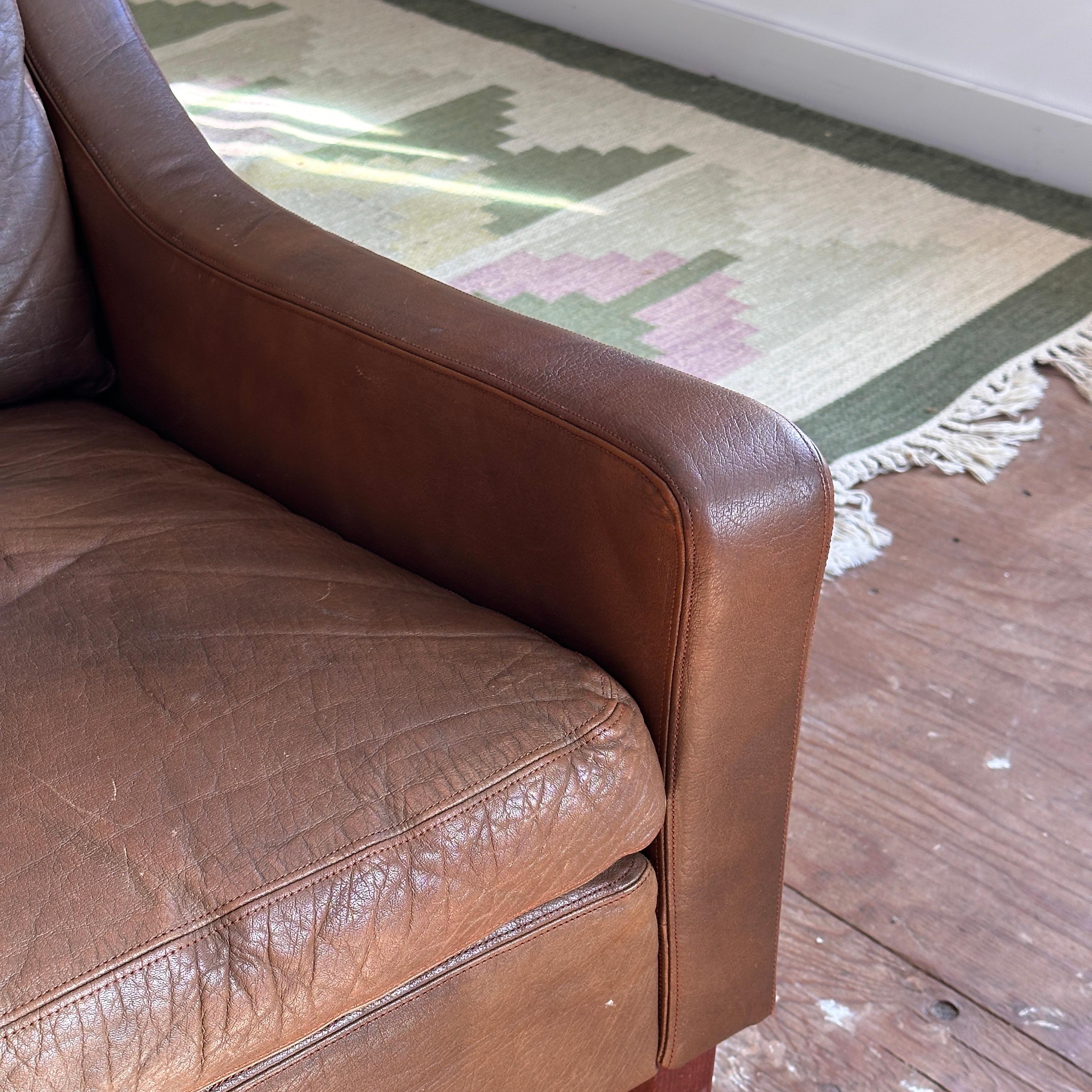 Dänischer Sessel mit hoher Rückenlehne aus Leder, zugeschrieben Børge Mogensen im Angebot 2