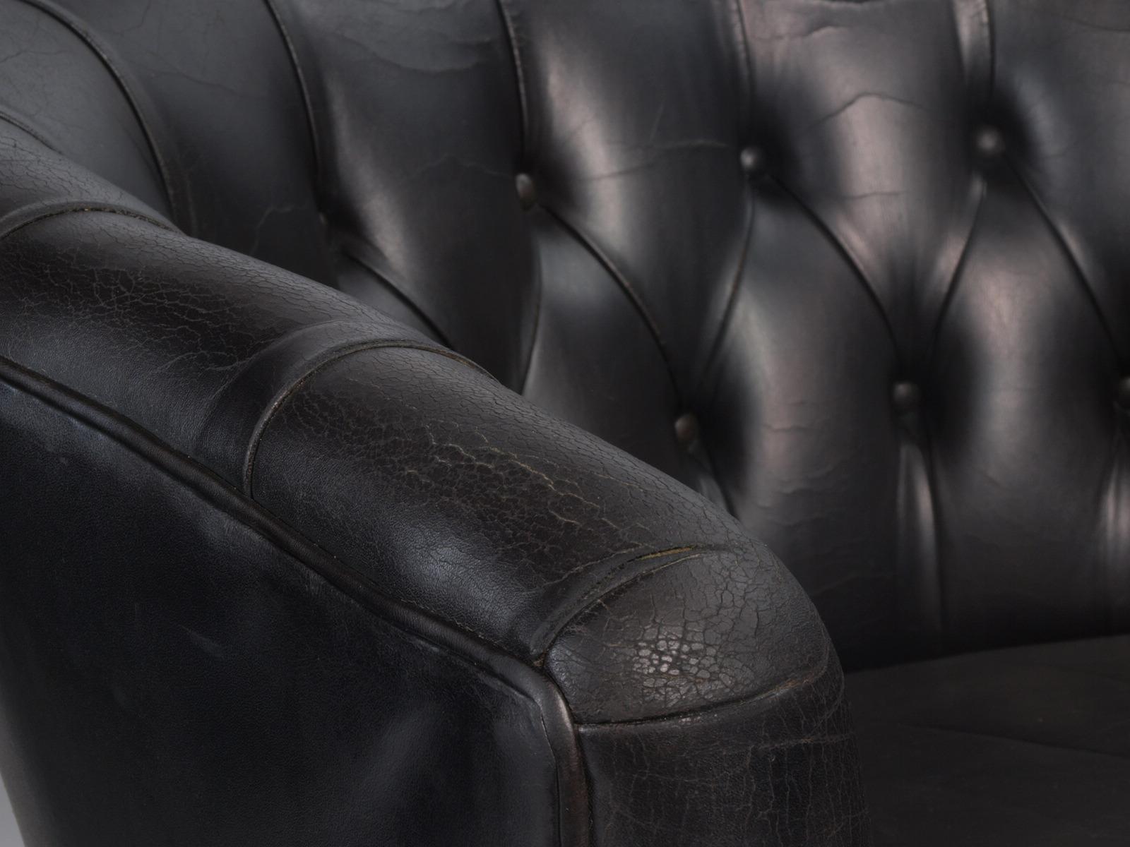Leather Danish Lounge Chairs Attributed to Kaare Klint, Borge Mogensen 13