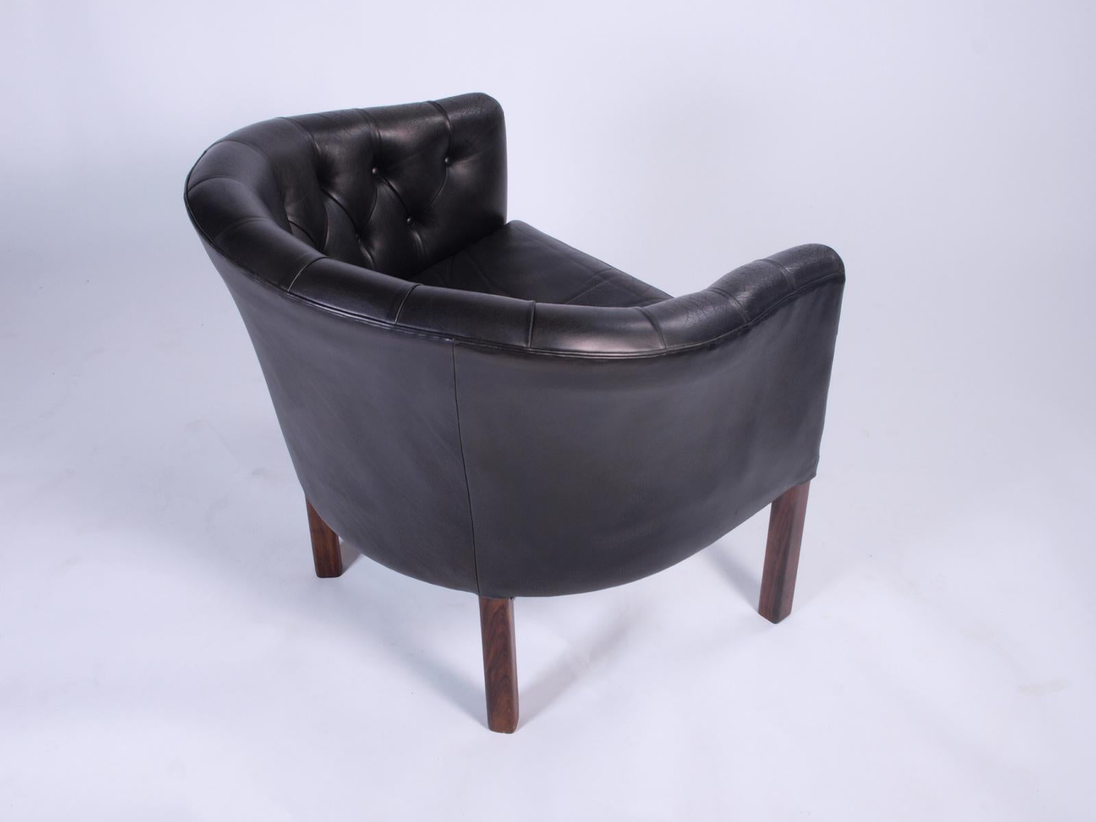 Leather Danish Lounge Chairs Attributed to Kaare Klint, Borge Mogensen In Good Condition In Store Heddinge, DK