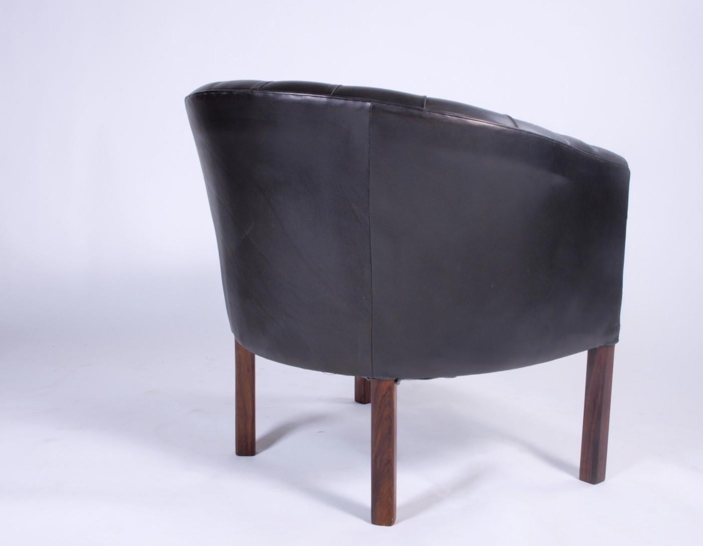 Leather Danish Lounge Chairs Attributed to Kaare Klint, Borge Mogensen 2