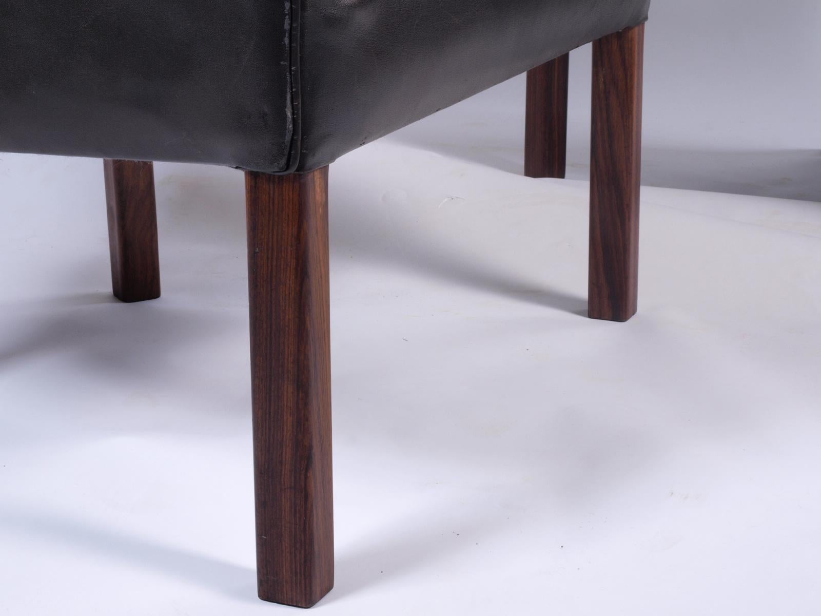 Leather Danish Lounge Chairs Attributed to Kaare Klint, Borge Mogensen 3