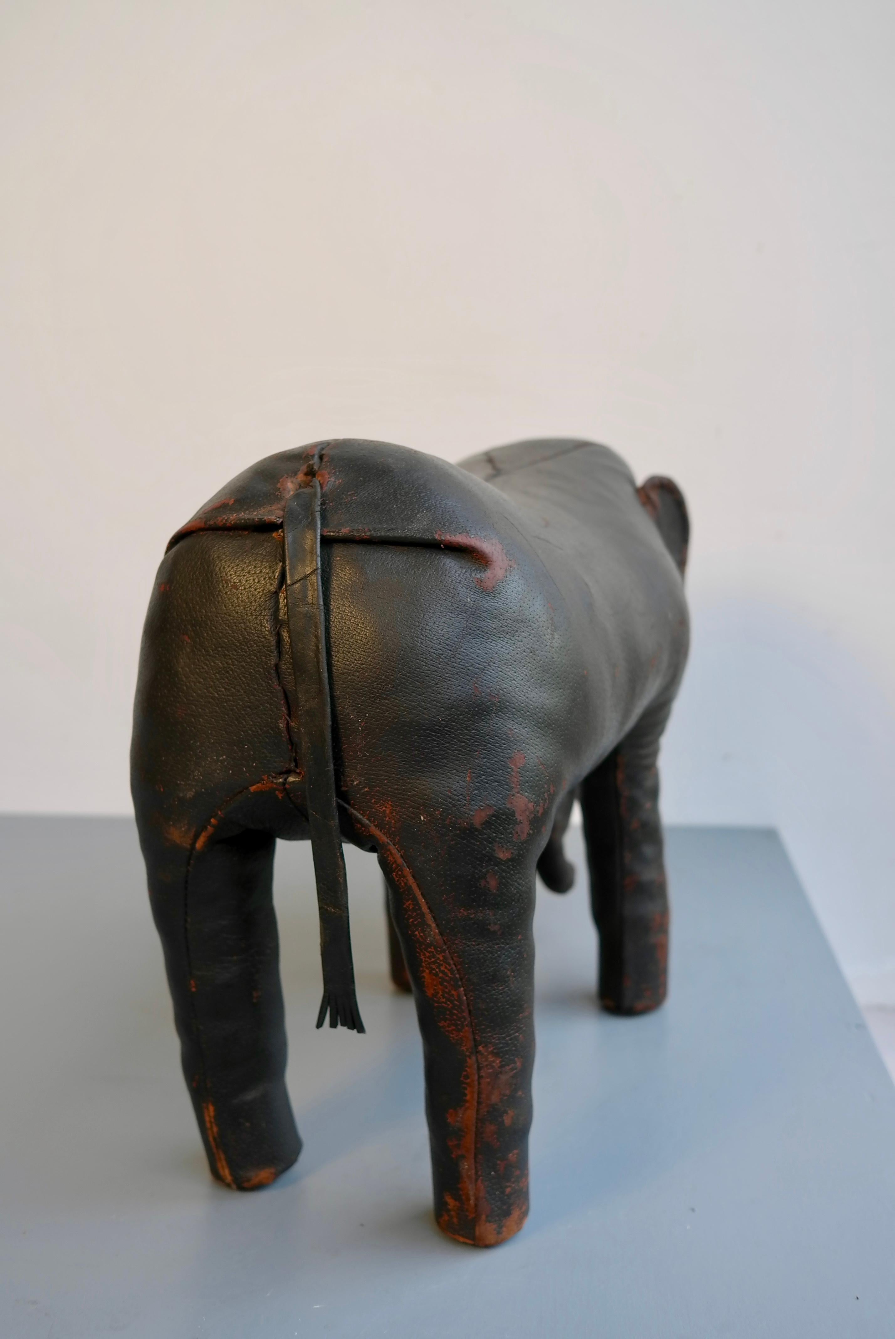 20th Century Leather Dark Brown Elephant by Dimitro Omersa for Abercrombie & Fitch, UK, 1960s