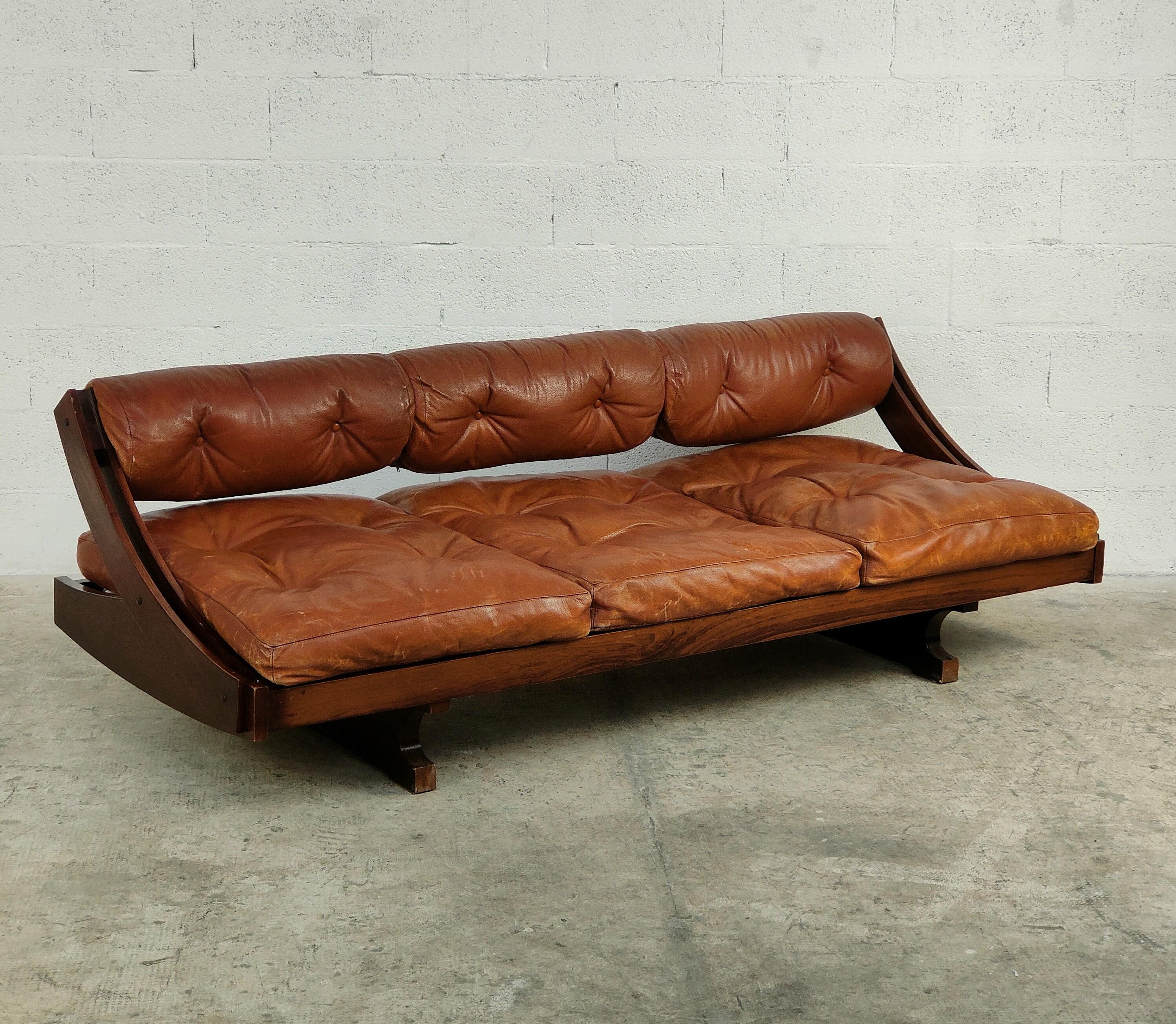 Leder-Tagesbett Sofa GS 195 von Gianni Songia für Sormani 60s (Moderne der Mitte des Jahrhunderts)