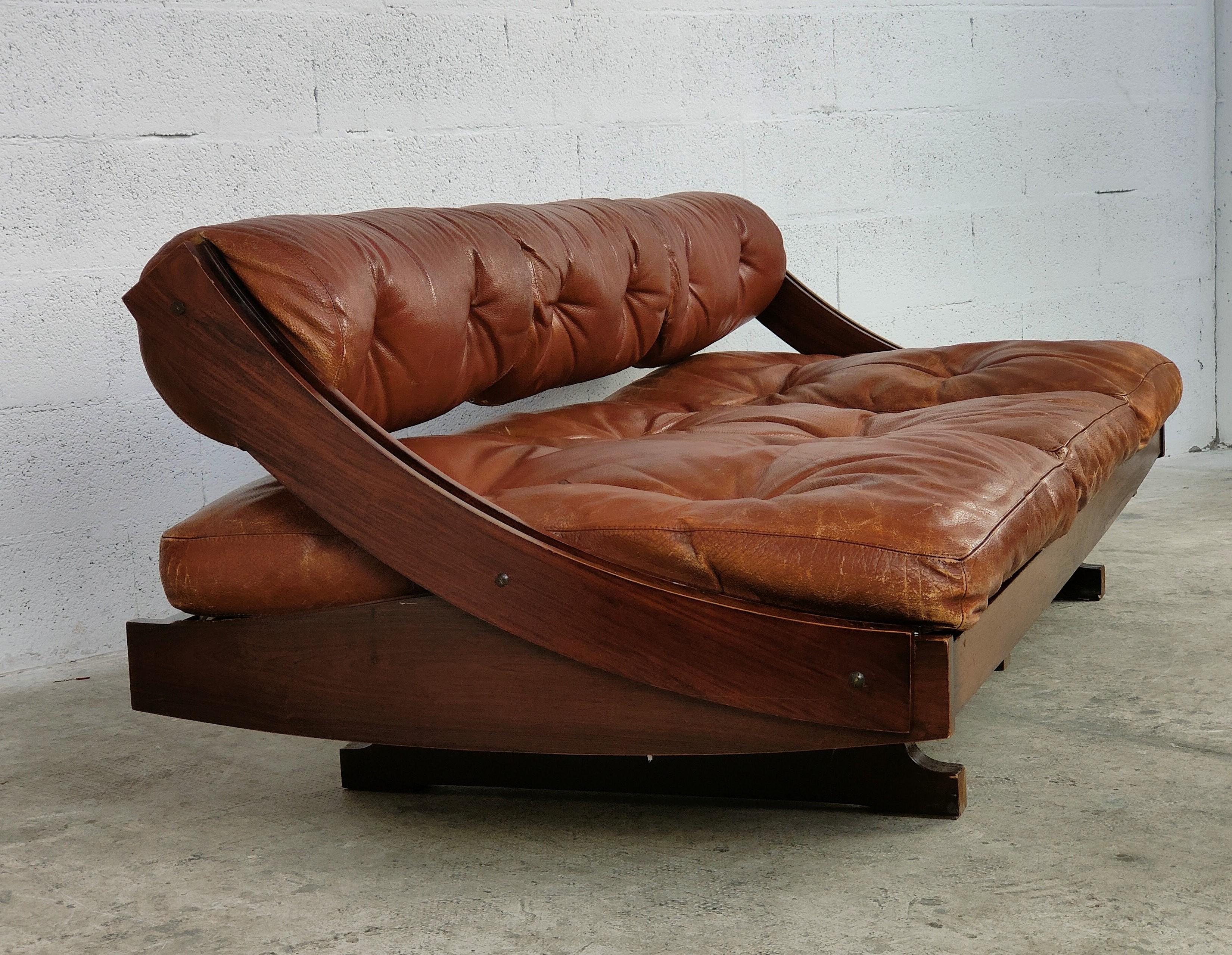 Leder-Tagesbett Sofa GS 195 von Gianni Songia für Sormani 60s (Italienisch)