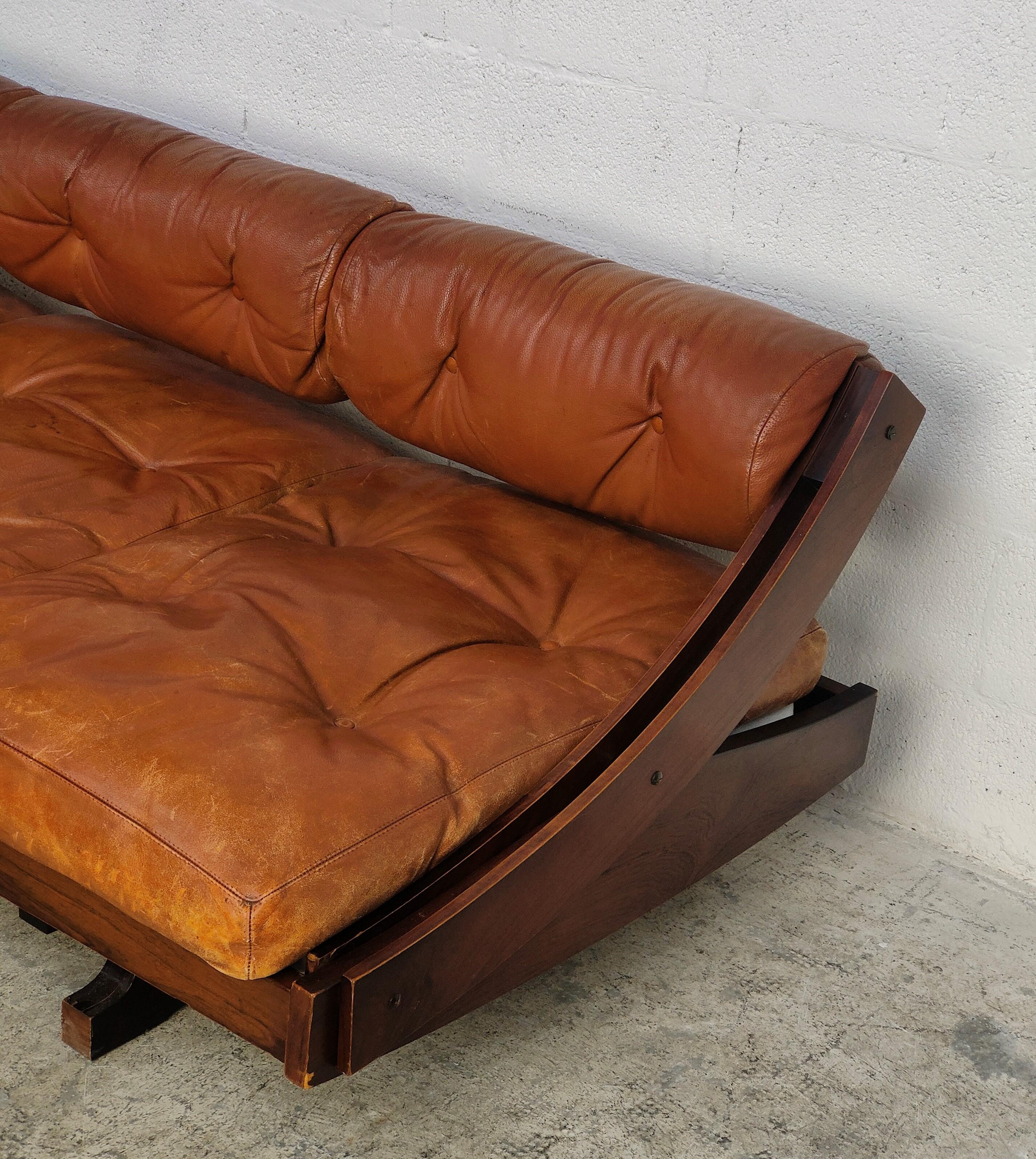 Mid-Century Modern Leather Daybed Sofa GS 195 by Gianni Songia for Sormani 60s