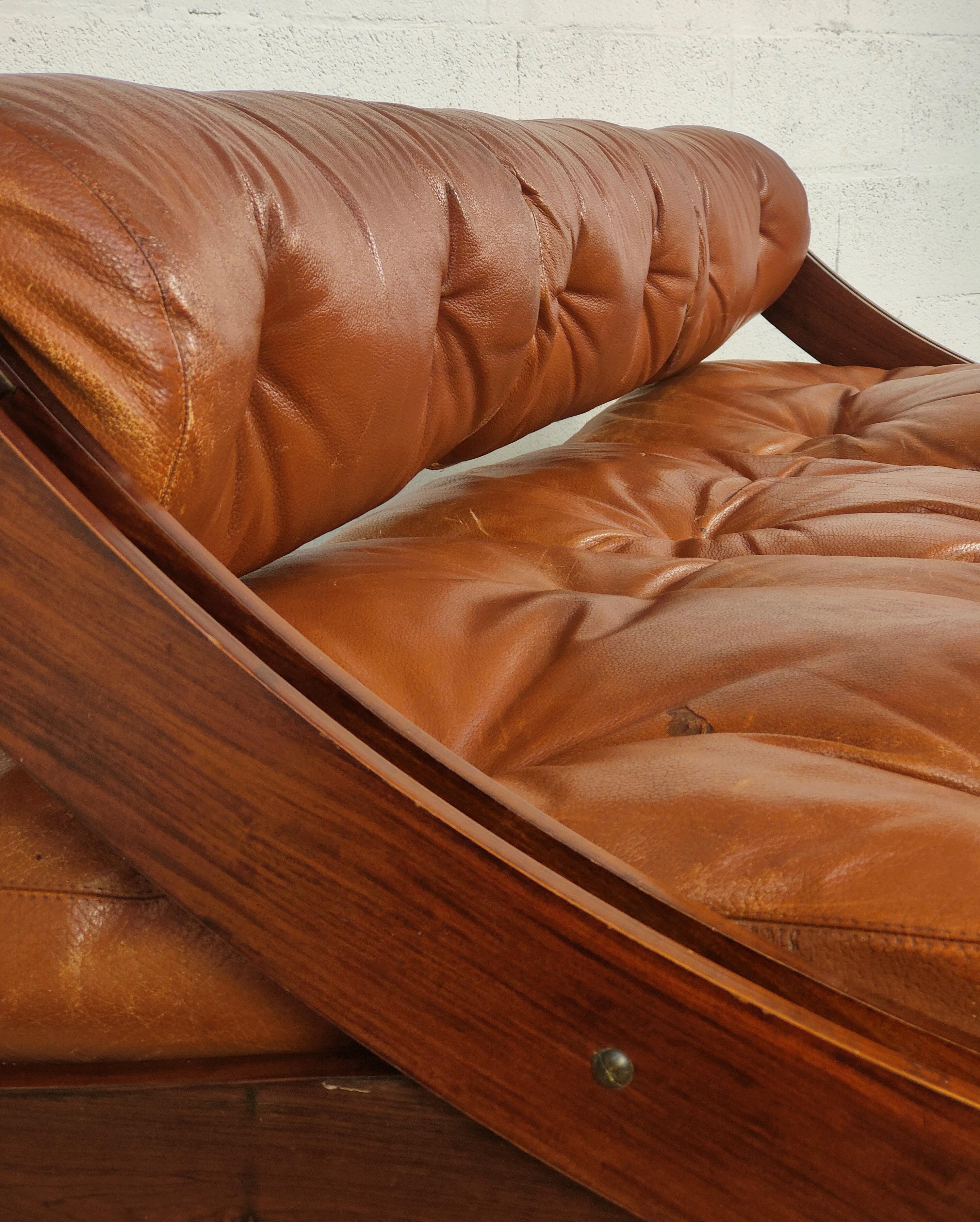 Italian Leather Daybed Sofa GS 195 by Gianni Songia for Sormani 60s