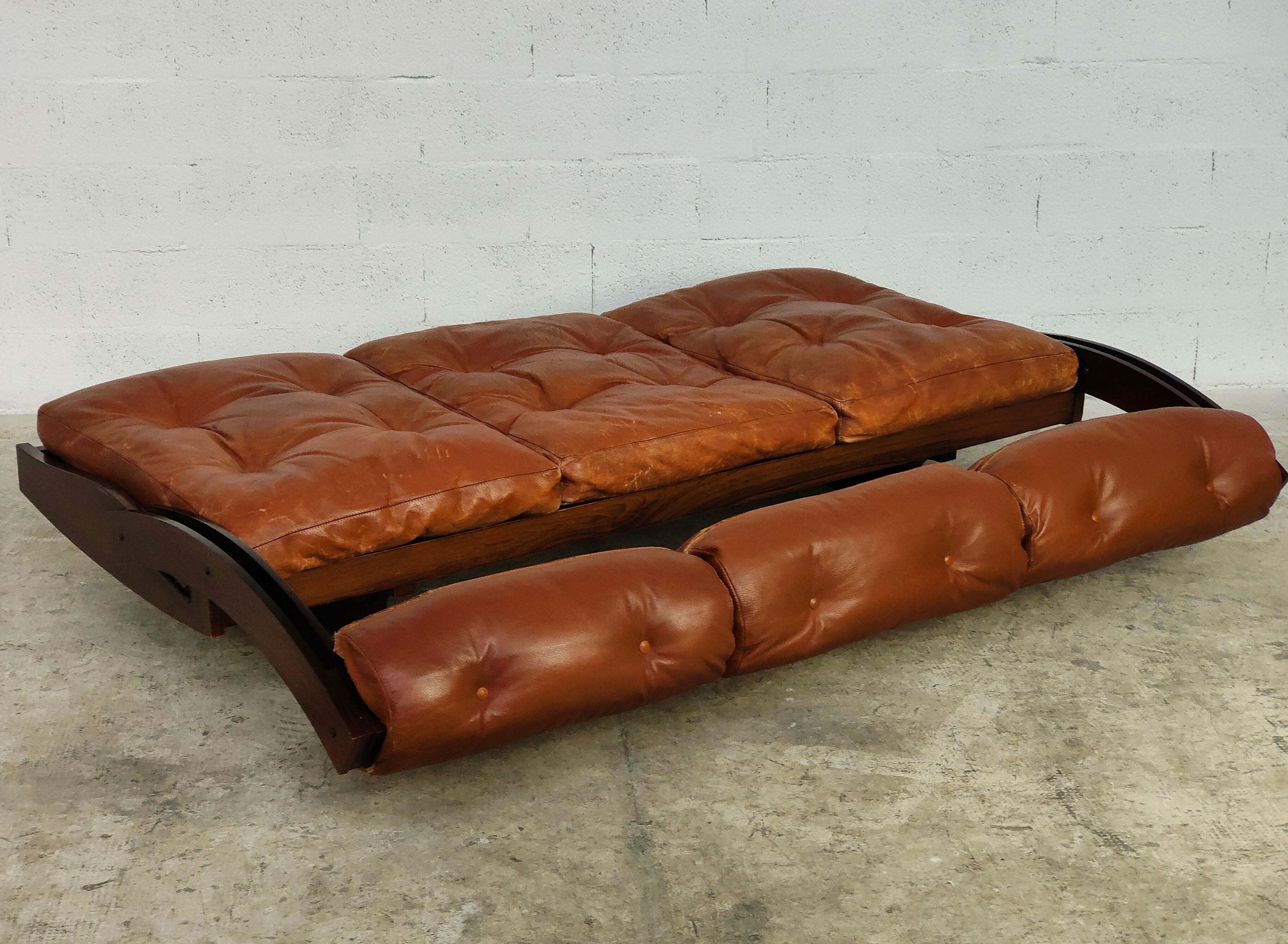 Mid-20th Century Leather Daybed Sofa GS 195 by Gianni Songia for Sormani 60s