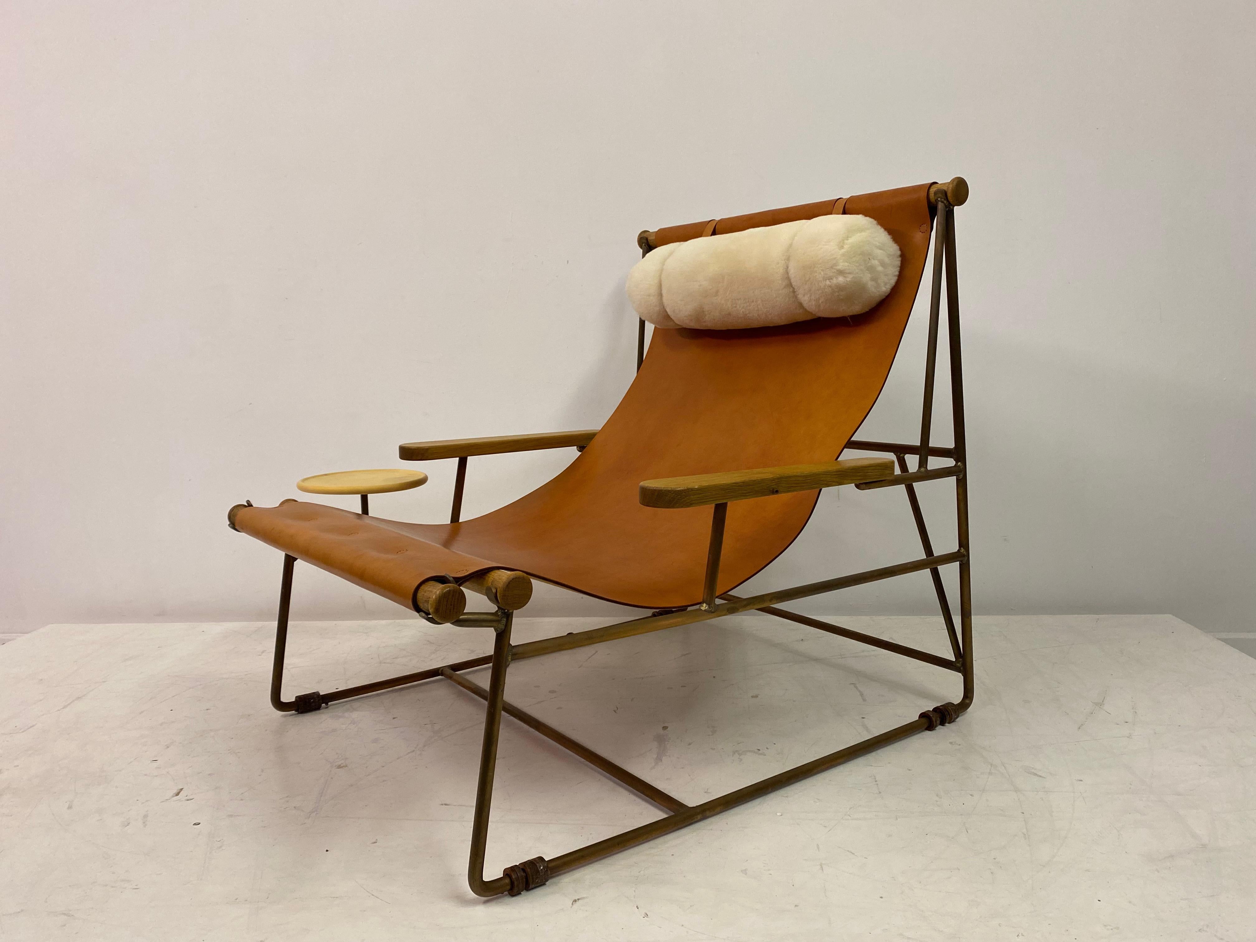 Bronze Leather Deck Lounge Chair by Tyler Hays for BDDW