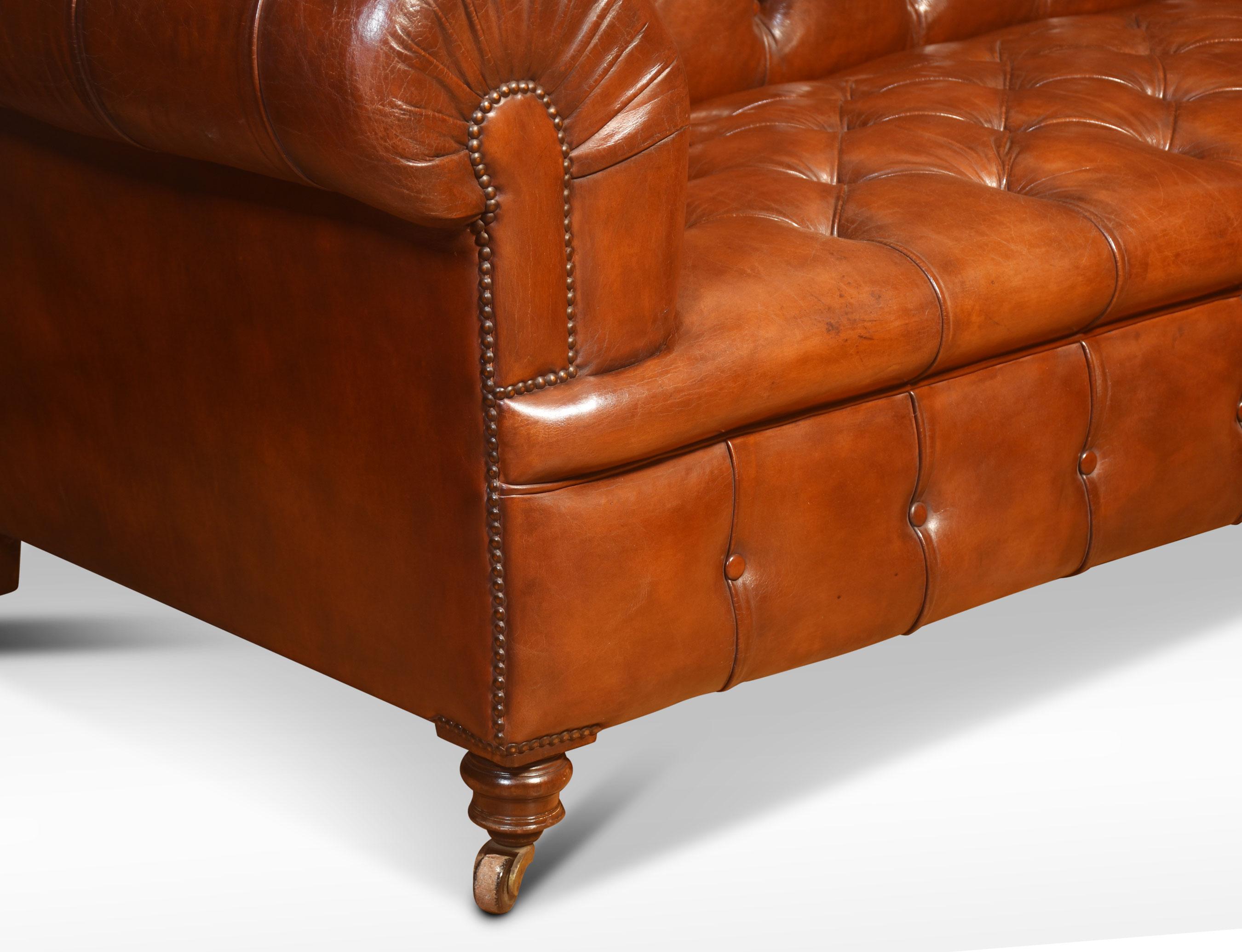 British Leather deep buttoned chesterfield For Sale