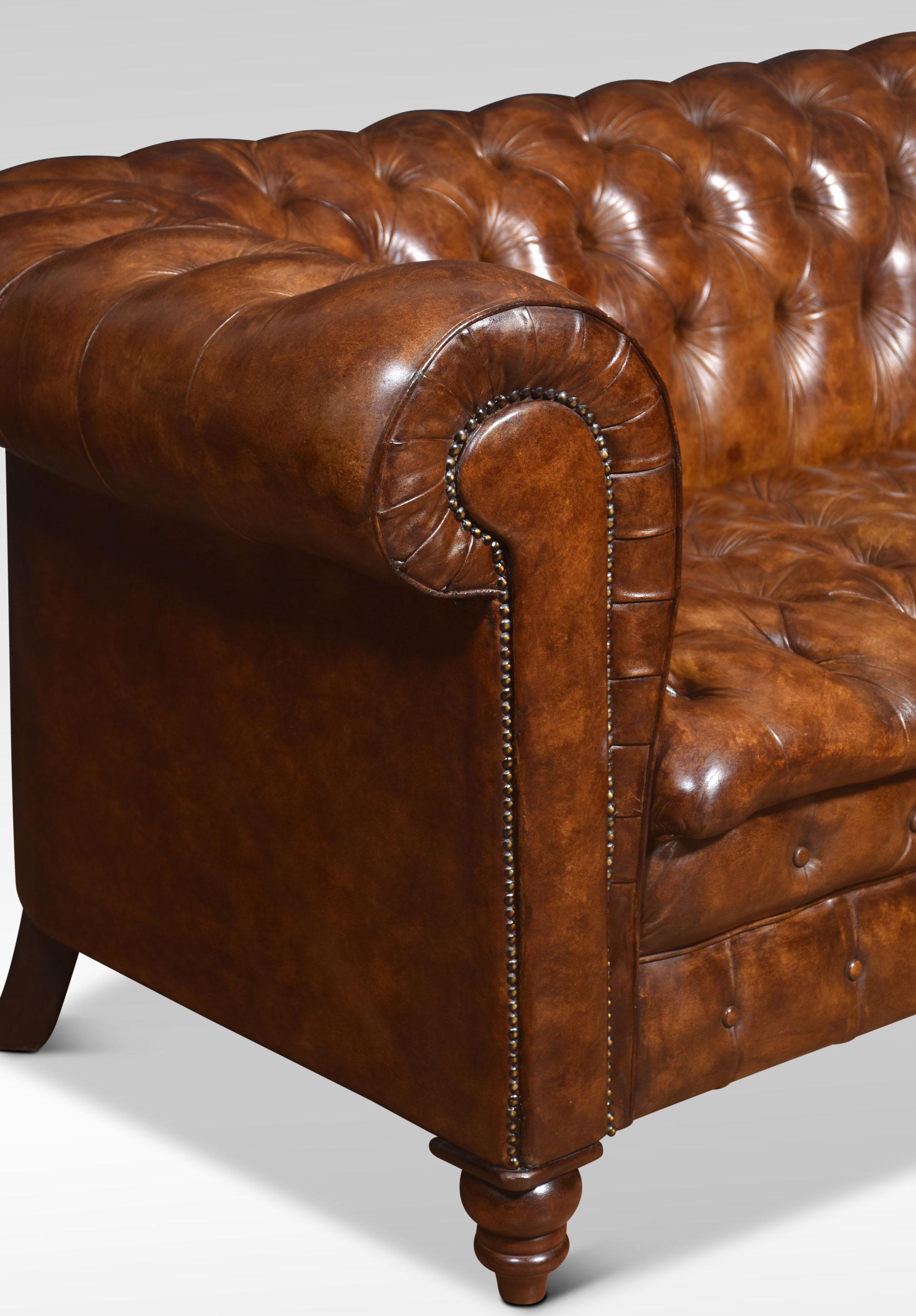 British Leather deep buttoned chesterfield For Sale