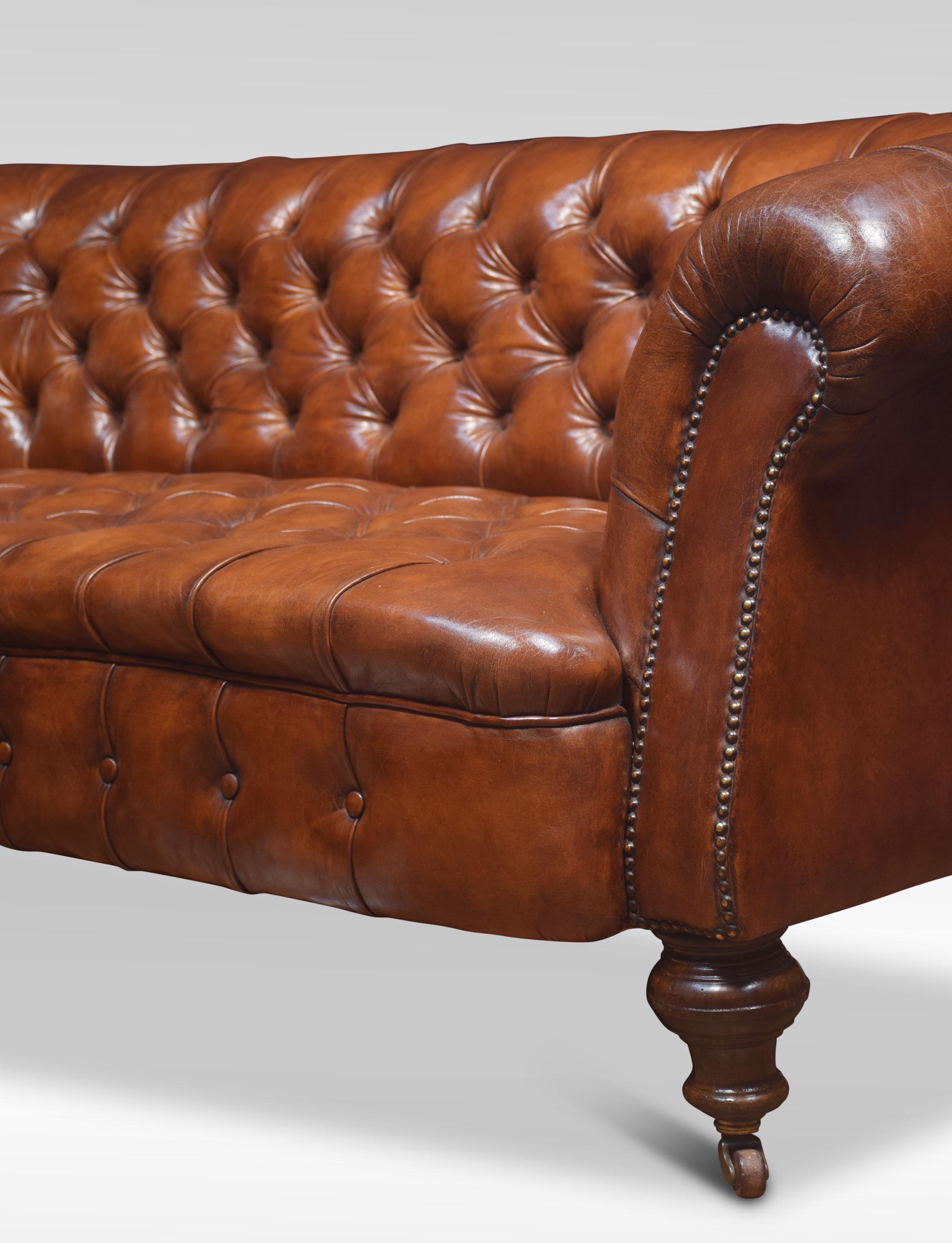Leather Deep Buttoned Chesterfield In Good Condition In Cheshire, GB