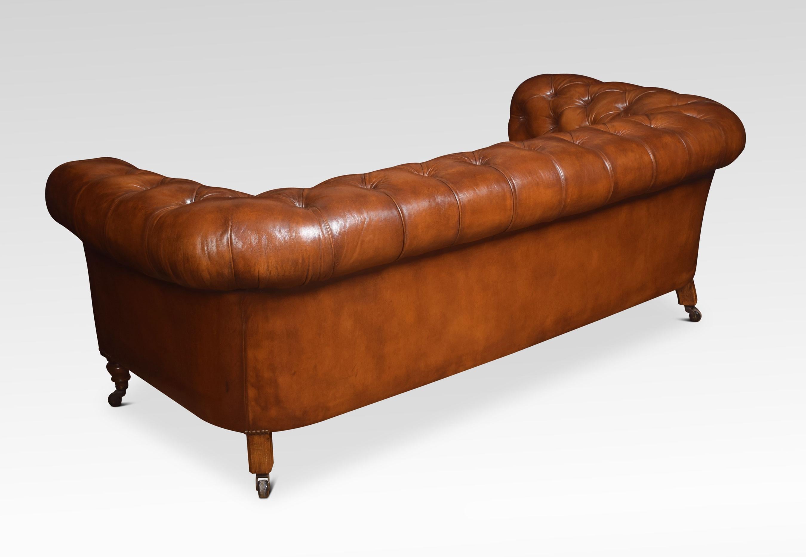 Mahogany Leather Deep Buttoned Chesterfield