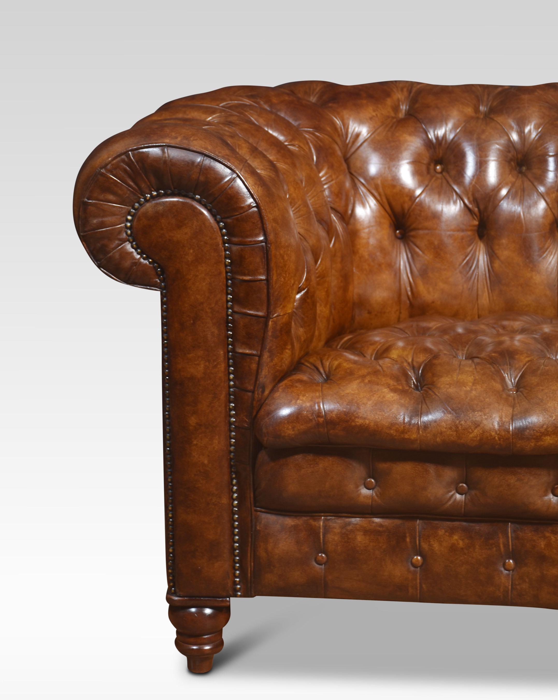 Leather deep buttoned chesterfield For Sale 1