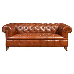 Used Leather deep buttoned chesterfield