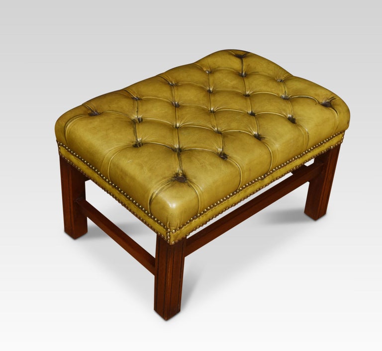 Leather Deep Buttoned Stool For Sale at 1stDibs
