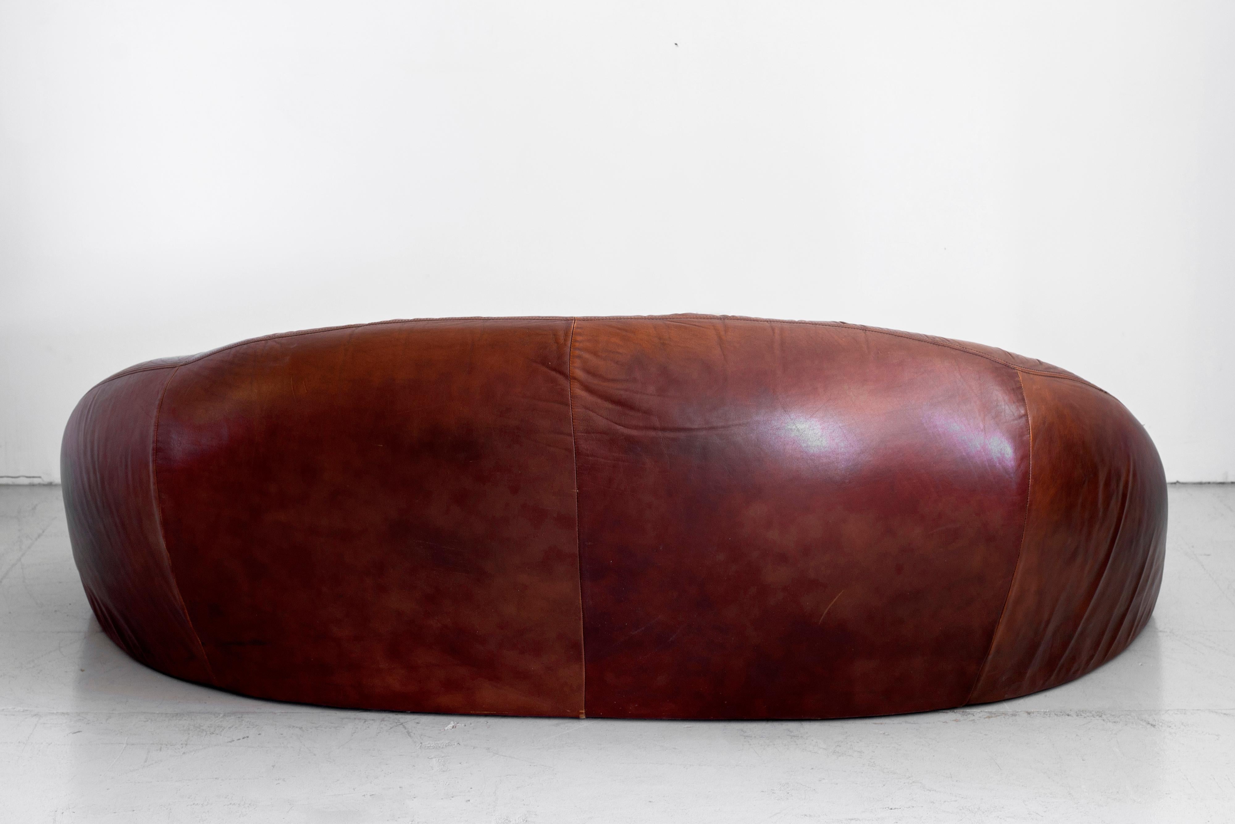 French Leather Demilune Sofa