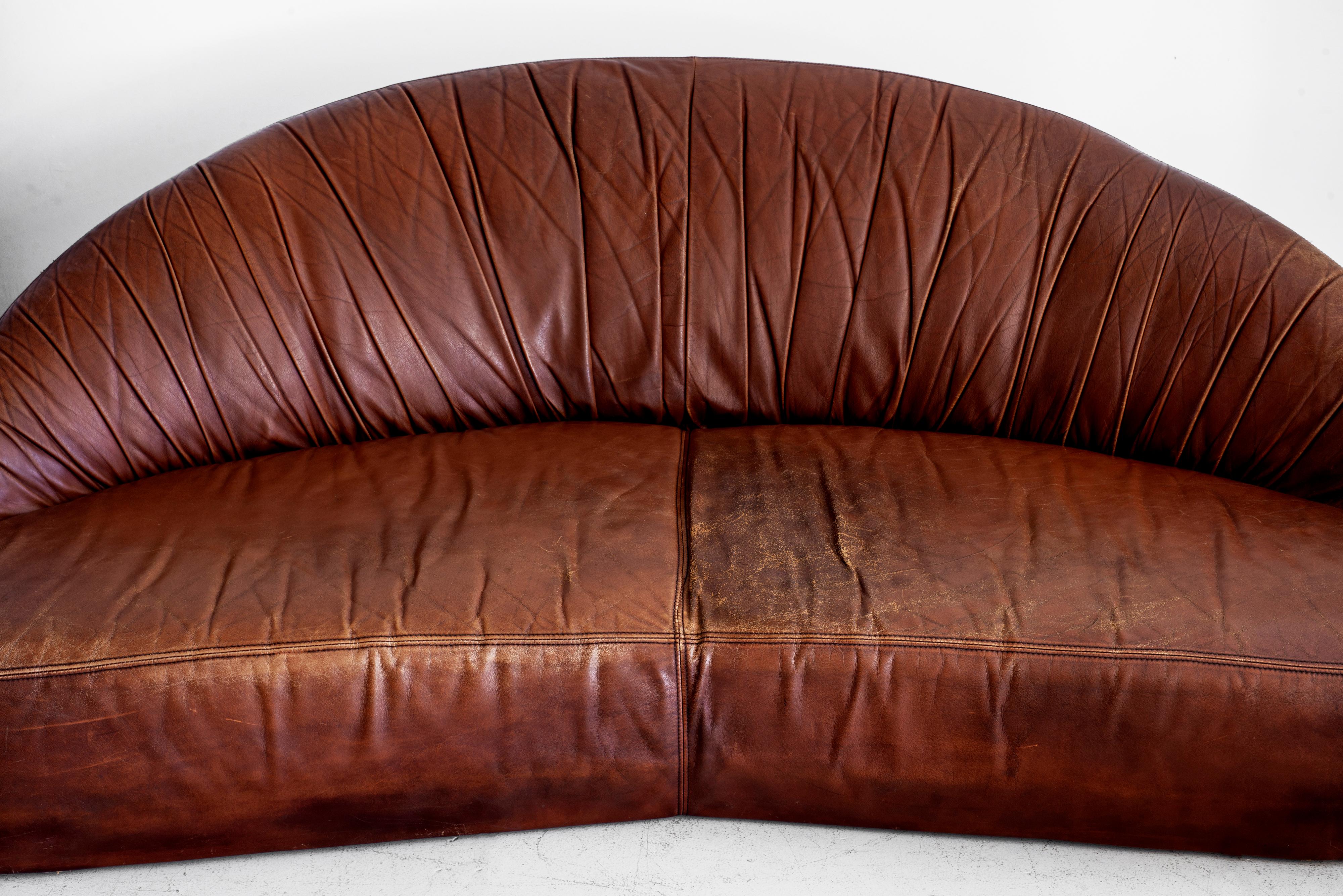 Late 20th Century Leather Demilune Sofa