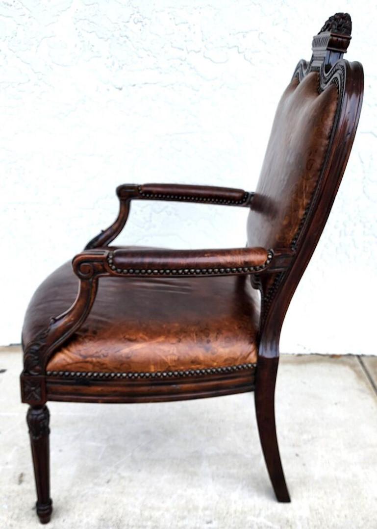 Leather Desk Armchair by Maitland Smith For Sale 5