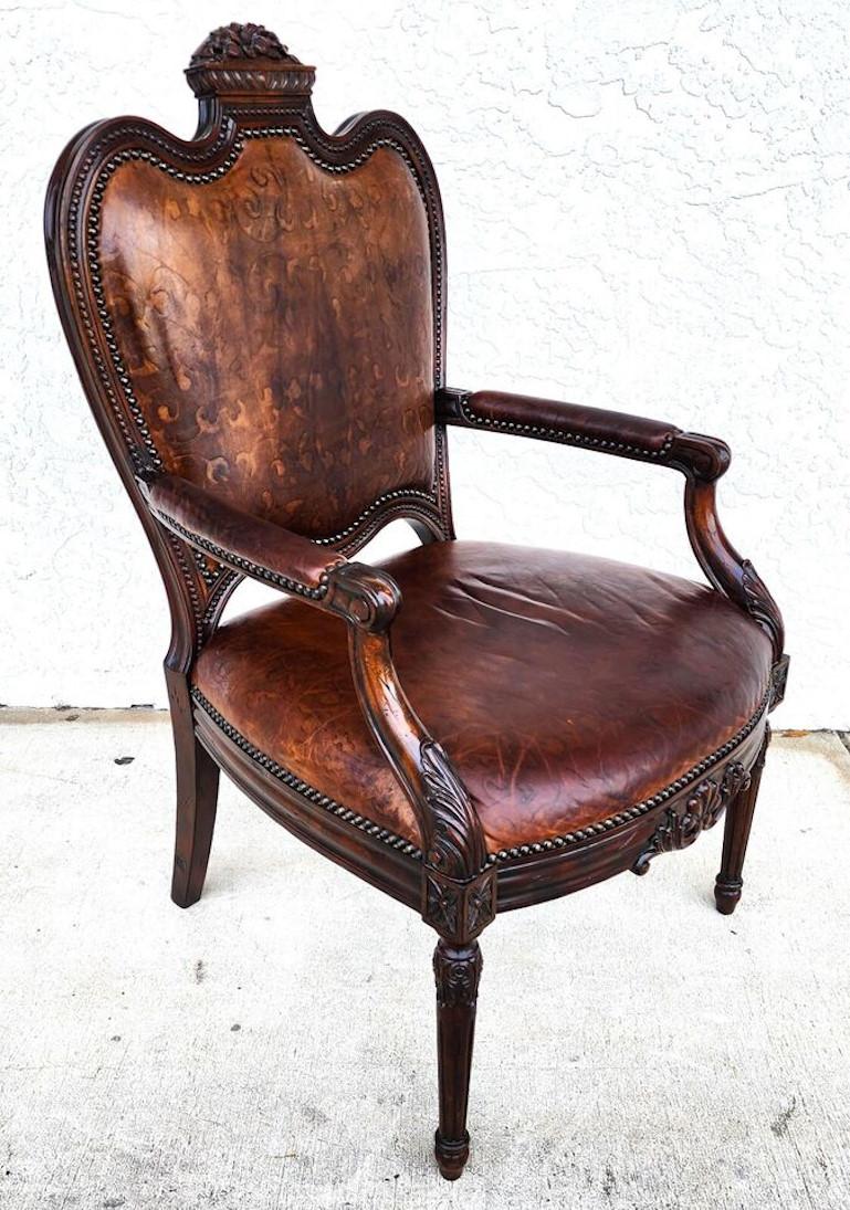 Leather Desk Armchair by Maitland Smith For Sale 11