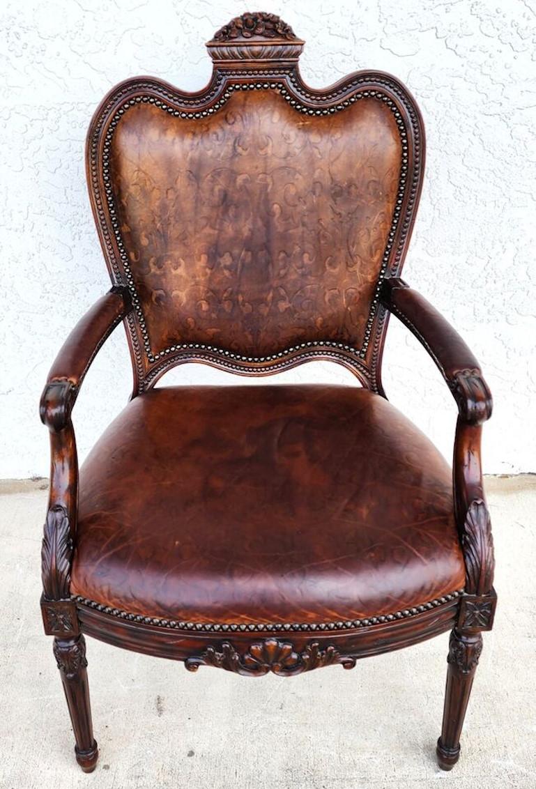 Leather Desk Armchair by Maitland Smith In Good Condition In Lake Worth, FL