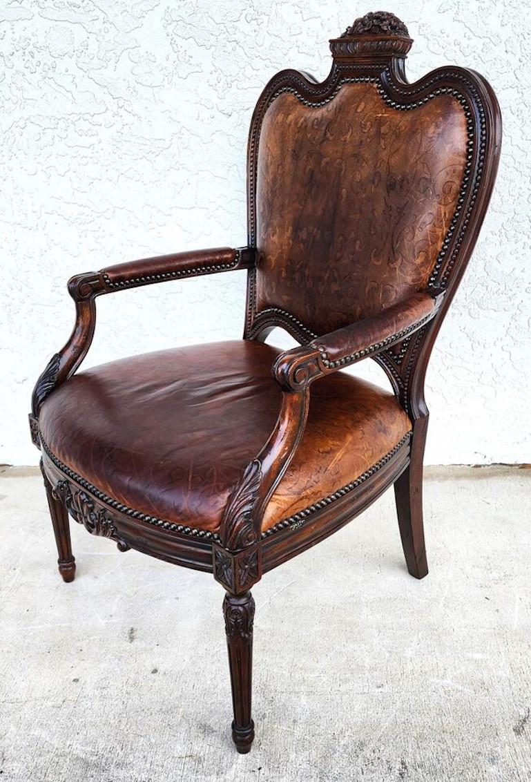 Leather Desk Armchair by Maitland Smith For Sale 3