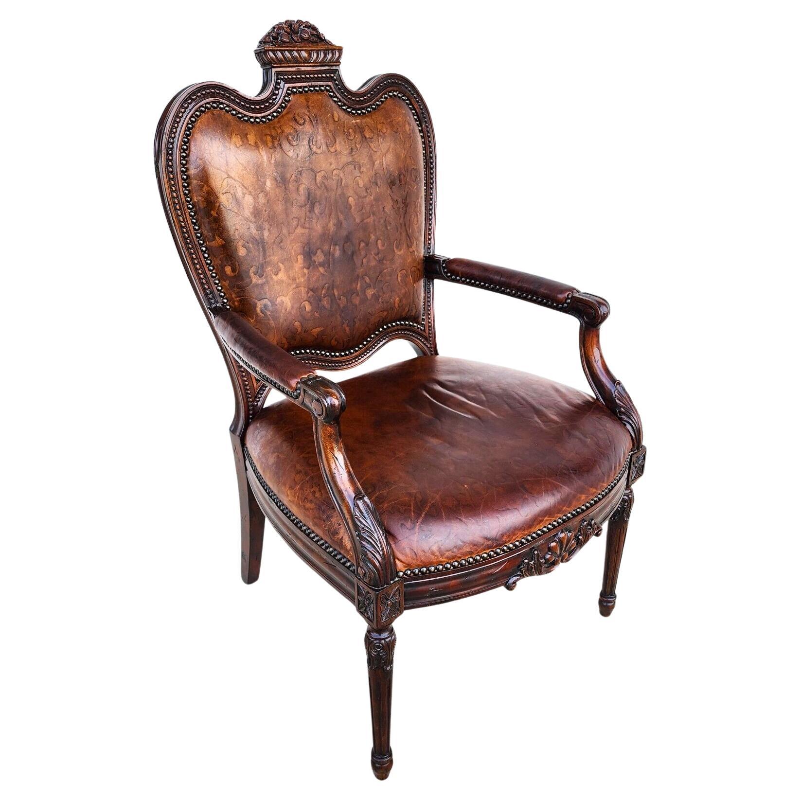 Leather Desk Armchair by Maitland Smith For Sale