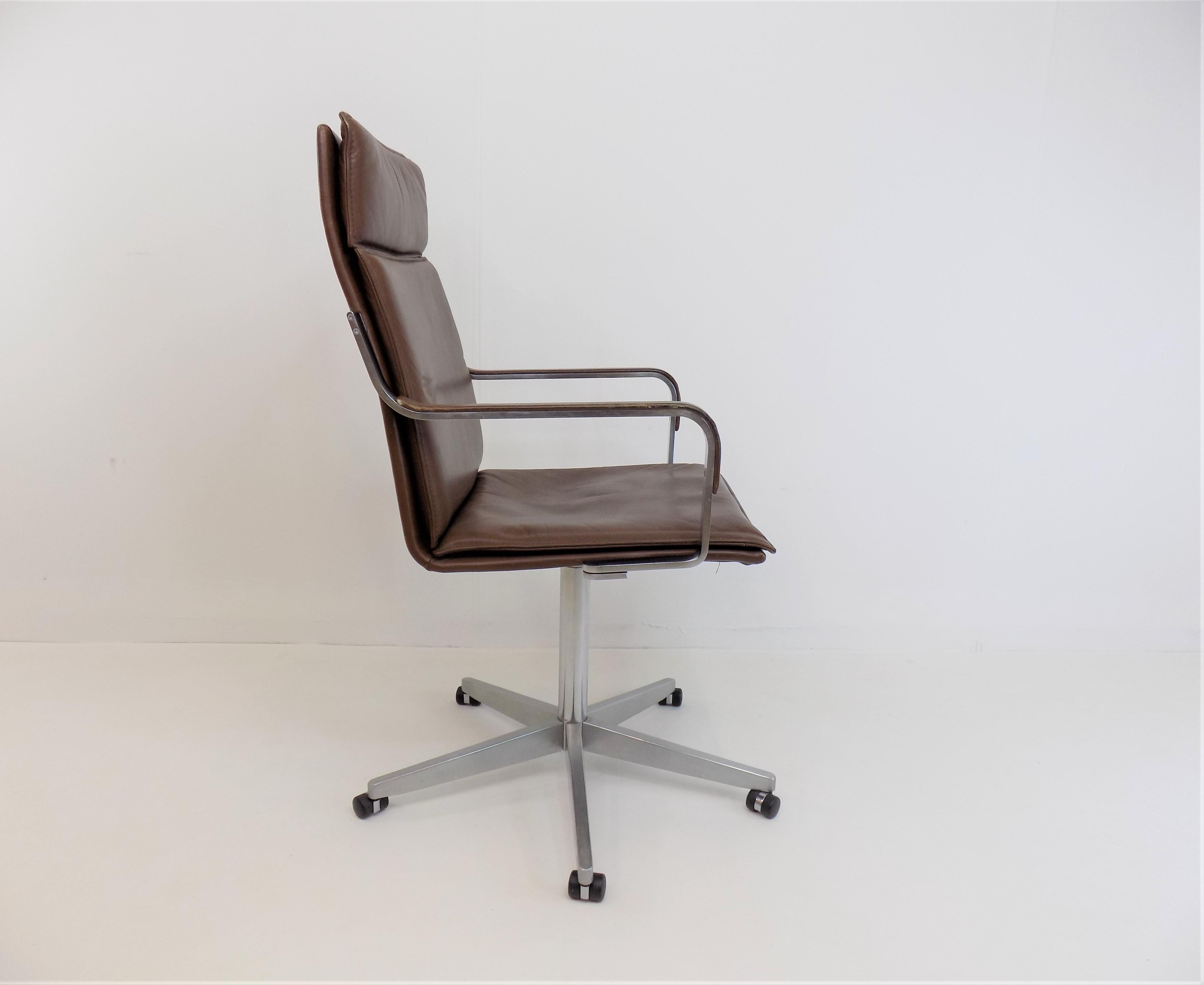 Post-Modern Leather Desk Chair by Rudolf Glatzel for Walter Knoll For Sale